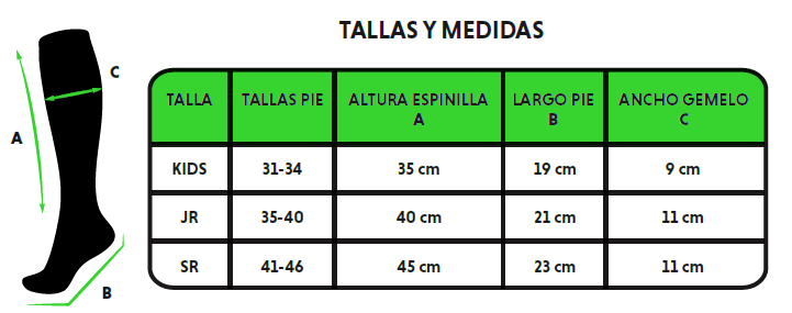 Guía de tallas Medias de fútbol